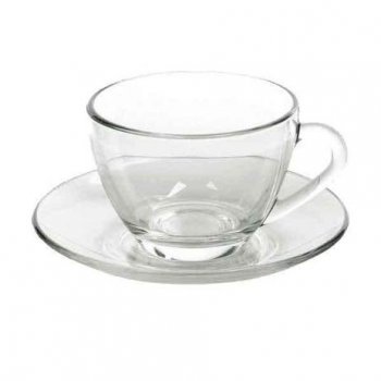 Xícaras de Vidro para Chá com Pires Nadir - Astral - 240 ml